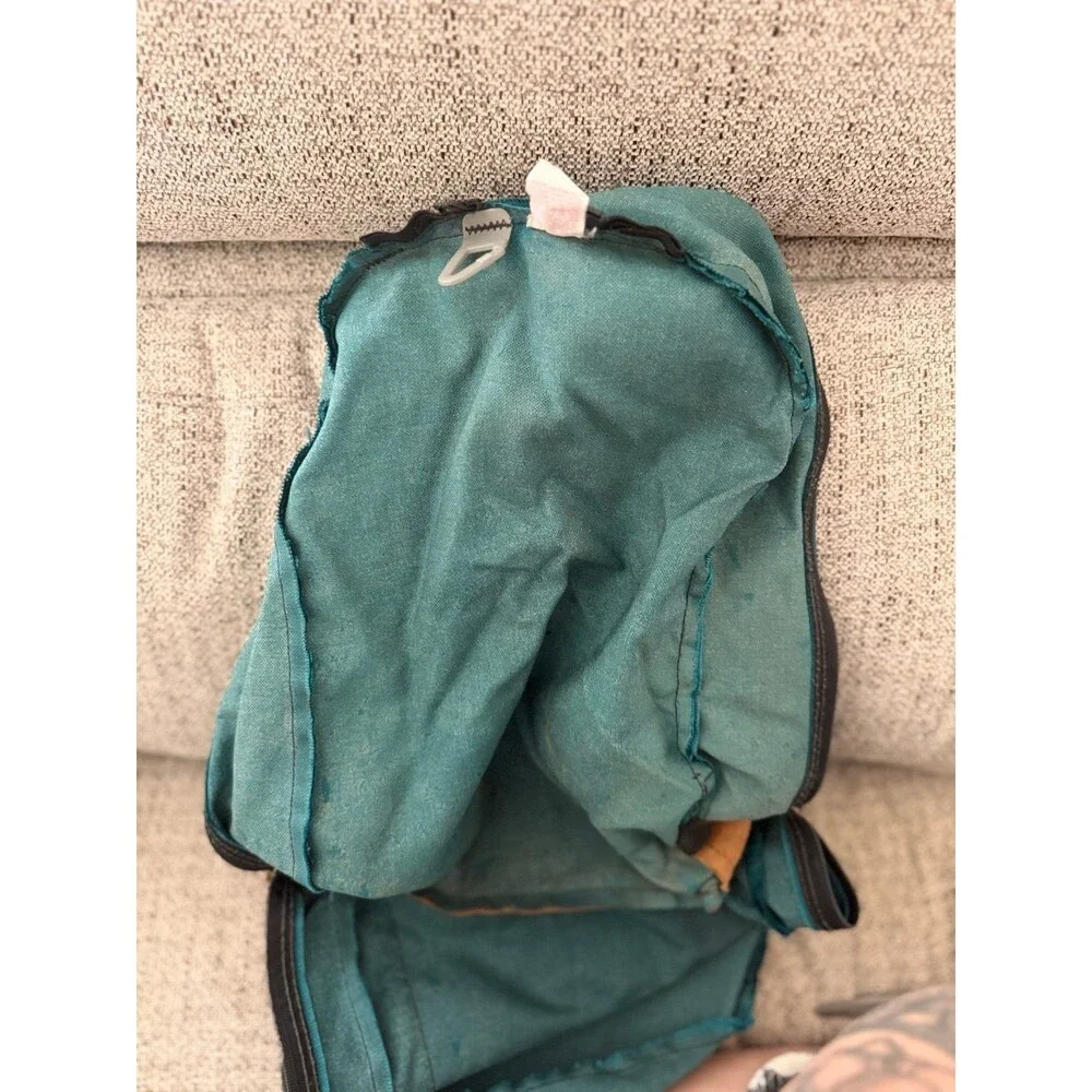 Vintage 90s JanSport Backpack Teal Purple Stripe Suede Bottom